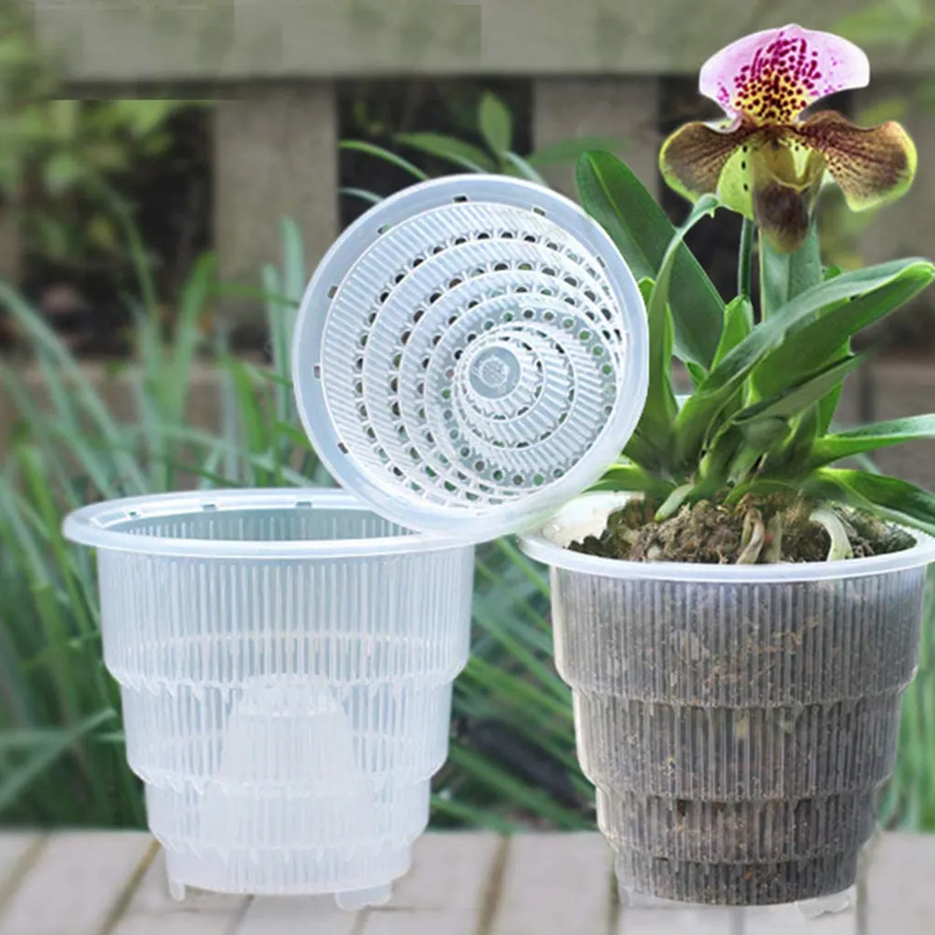 10 12 15cm Orchid Clear Flower Pot Plastic Slotted Breathable Orchid Pots Flower Pots & Planters Breathable Orchid Pots Handmade156B