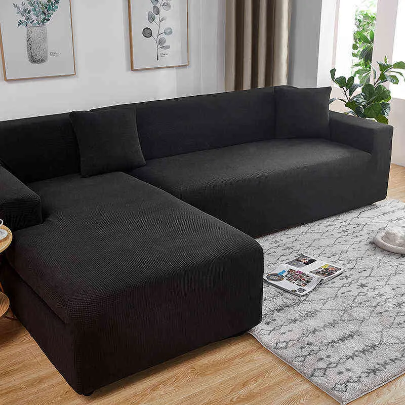 Capa de sofá de canto à prova d'água elástica para móveis de sala de estar Poltronas mágicas 3 lugares Capas de sofá seccionais em forma de L 220112