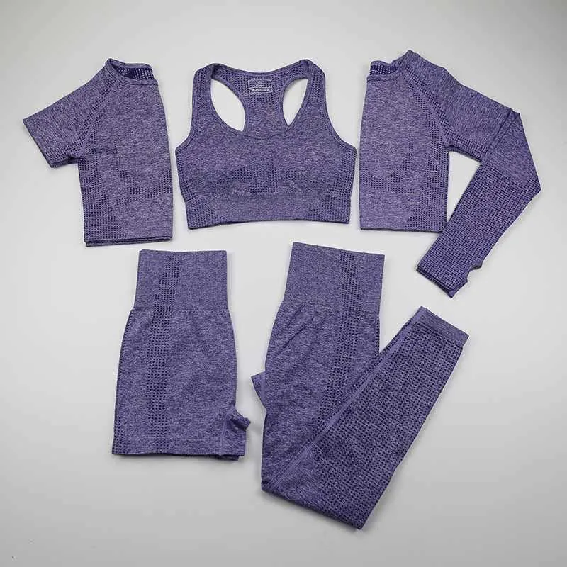 Vital Seamless Yoga Set Women Workout Sport Wear Gym Clothing Short/Long Sleeve Crop Top High Waist Leggings Sports Suit 210802