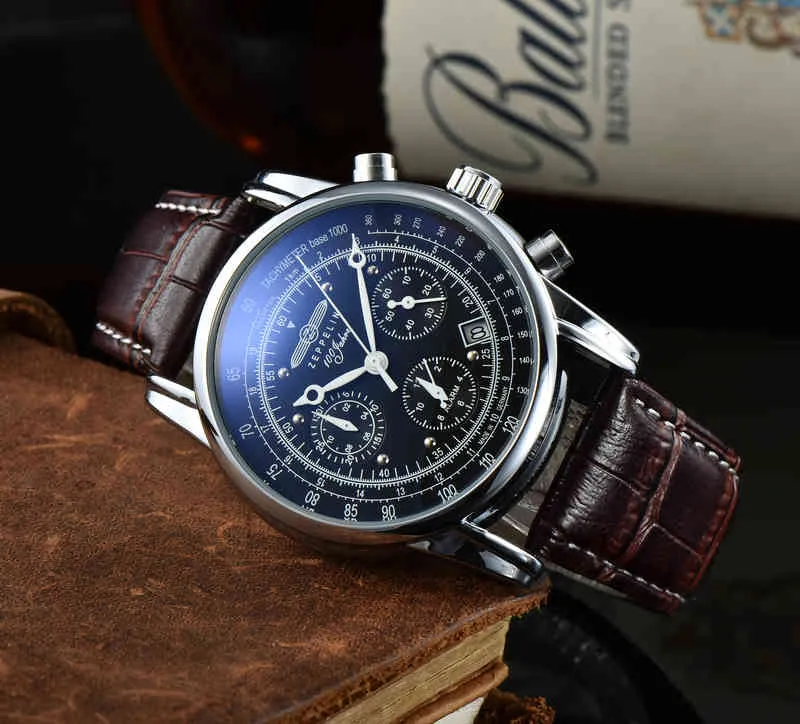 2022 Brand Zeppelin Męski, sześciopinowy, w pełni funkcjonalny zegarek kwarcowy Fashion Casual Wodoodporny zegarek