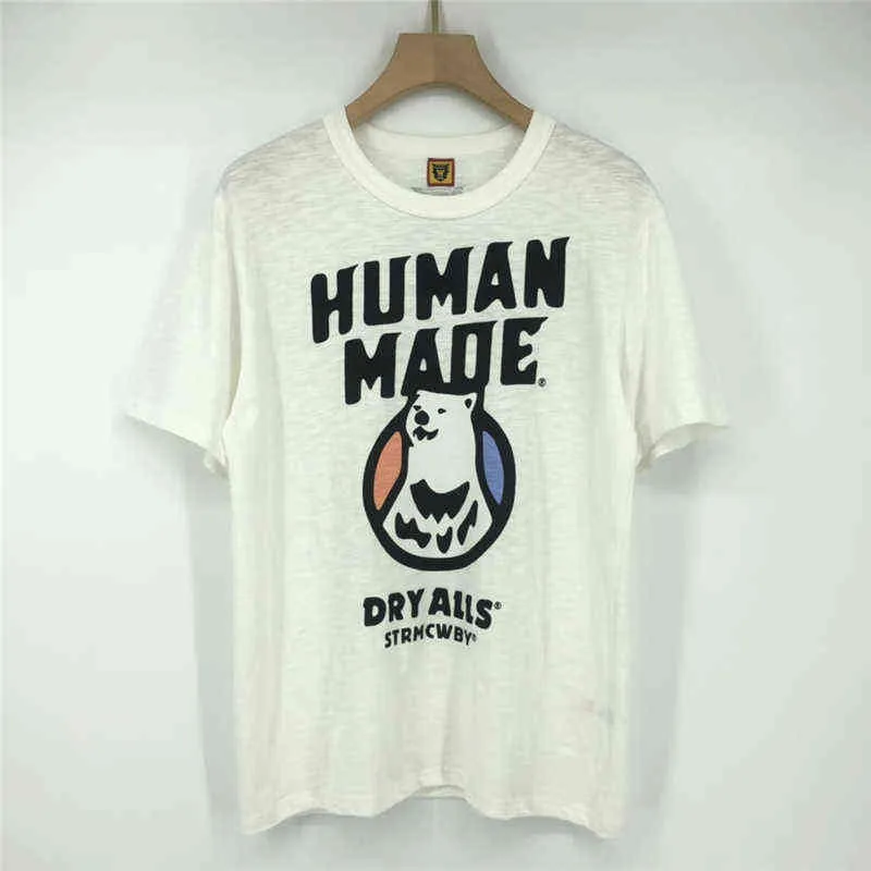 Polar Bear Sbreathable Slub Cotton Human Made T Shirt Men Women T-shirts Summer Style Top Tees Inside Tag G1207