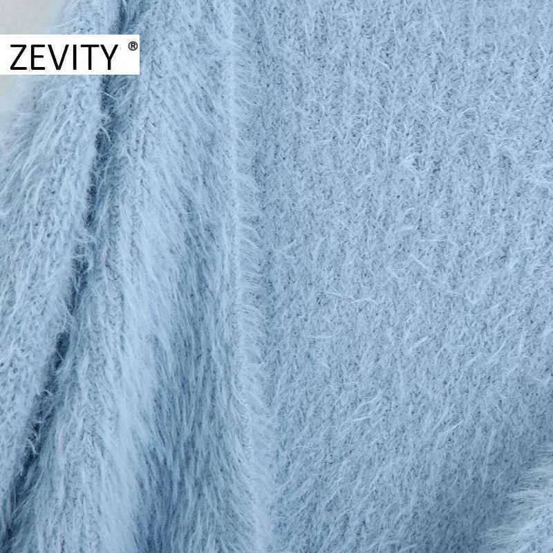 Zevity 여성 패션 단단한 색상 소프트 뜨개질 스웨터 숙녀 긴 소매 캐주얼 카디건 스웨터 세련된 outwear 탑 S389 210603
