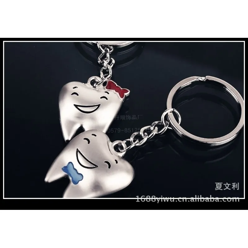 Porte-clés en métal cadeau de saint valentin porte-clés dent en métal porte-clés dent porte-clés dent heureuse