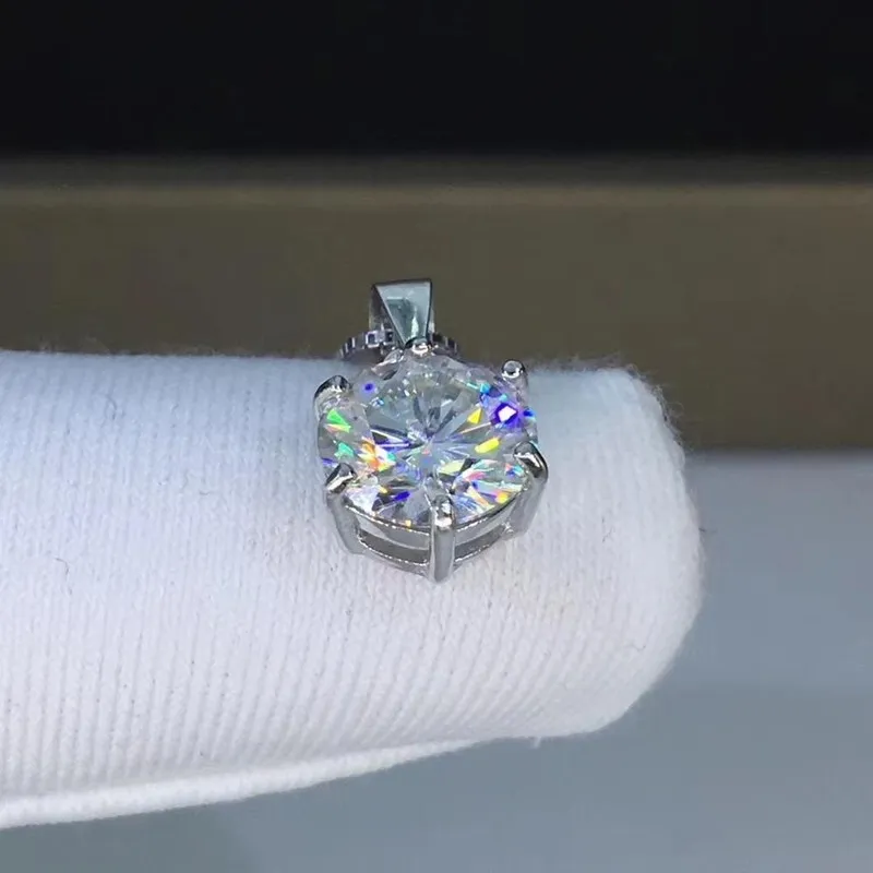 Argent 925 Bijoux Pendentifs Ronds 1 0ct Lab Diamant Collier Classique Six Griffe Pendentif pour Femmes XDZ004225D