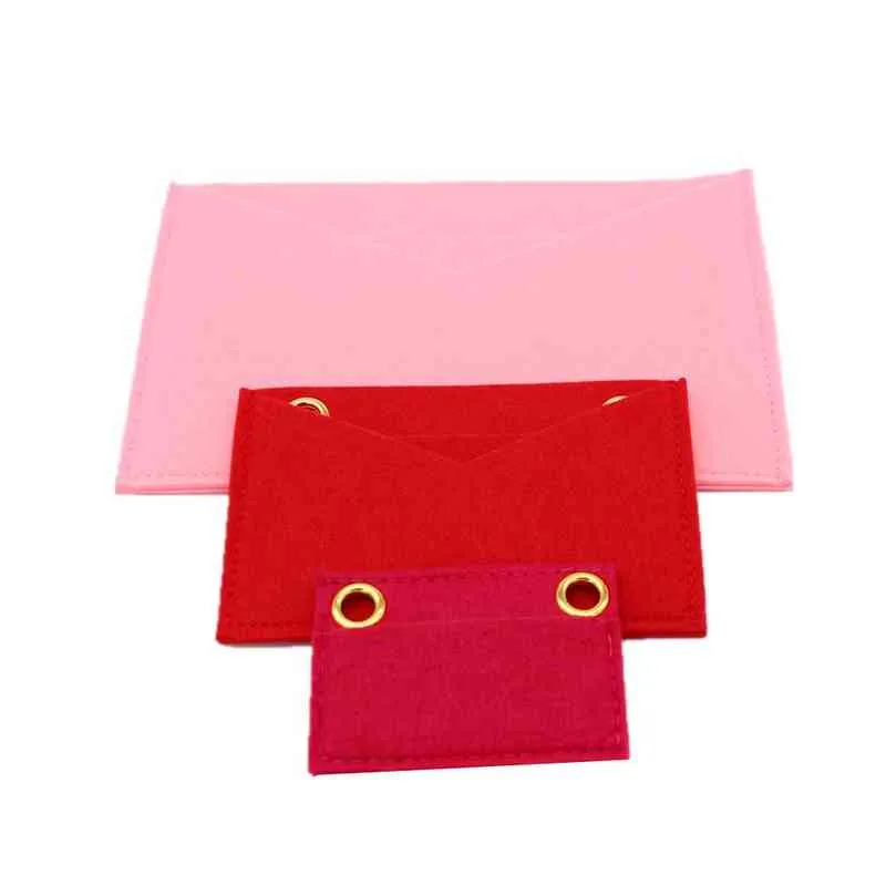 Felt arrangör handväska kirigami insats av 3 med gyllene kedja crossbody väska pochette kuvert väska insats arrangör 211224