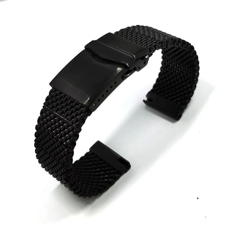 Watch Bands Solid 22mm For Breit-ling Watchband 5 Mesh Stainless Steel Man Strap Flat End Black Silver Quick Release Insurance Buc182Y