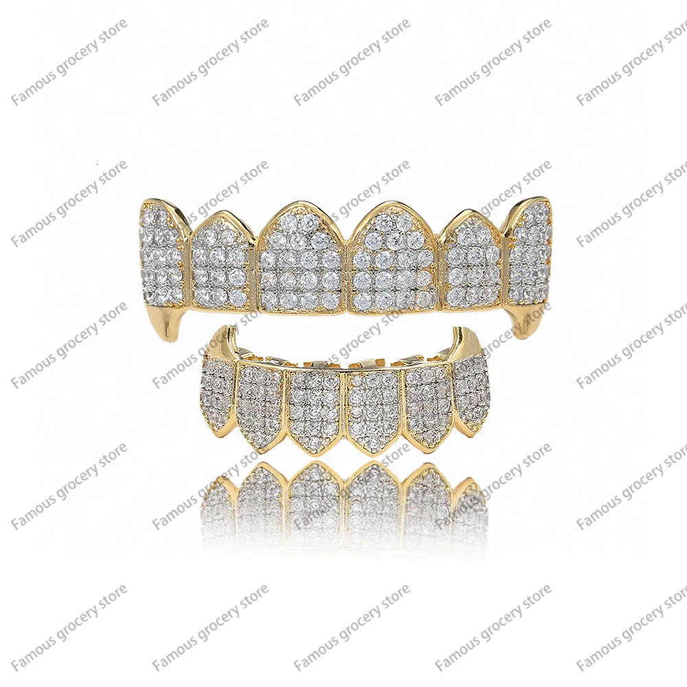 2021 Grills Hip-Hop-Zahnspange Gold Fangs Micro-Intarsien Zirkon Zähne Trend dekorativer Körper 1046393