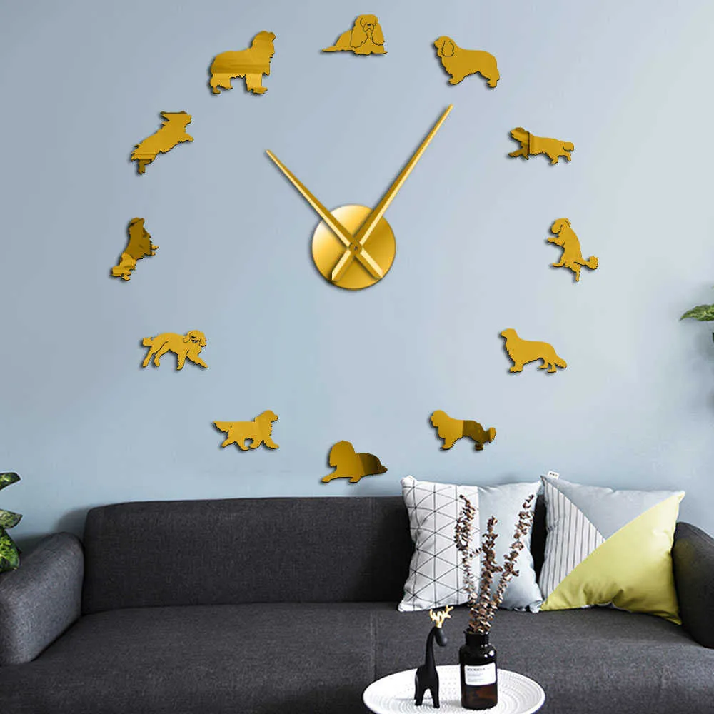 Бесплатный кавалерный король король Чарльз Спиниль 3D DIY Wall Clock Dog Pet Shop Shop Wall Art Deco творческие наклейки для гостиной x07266263482