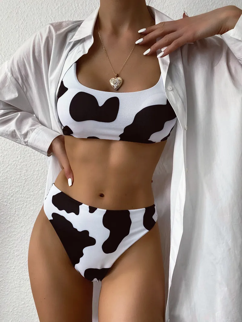 New Hot Style Cow Print Bikini Sexy Beach Swardwear Split Swimsuith mano