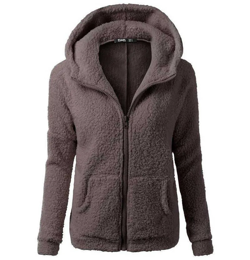 Plus la taille 5XL femmes veste d'hiver en peau d'agneau mode fermeture éclair à capuche femme manteau out wear 211014