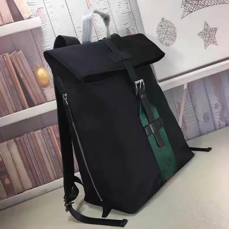 Mens classique Black Nylon Backpack for Men Schoolbag Schoolbag Green Webbing homme sac à dos mode double sac à sac à dos extérieur G 42CM247F