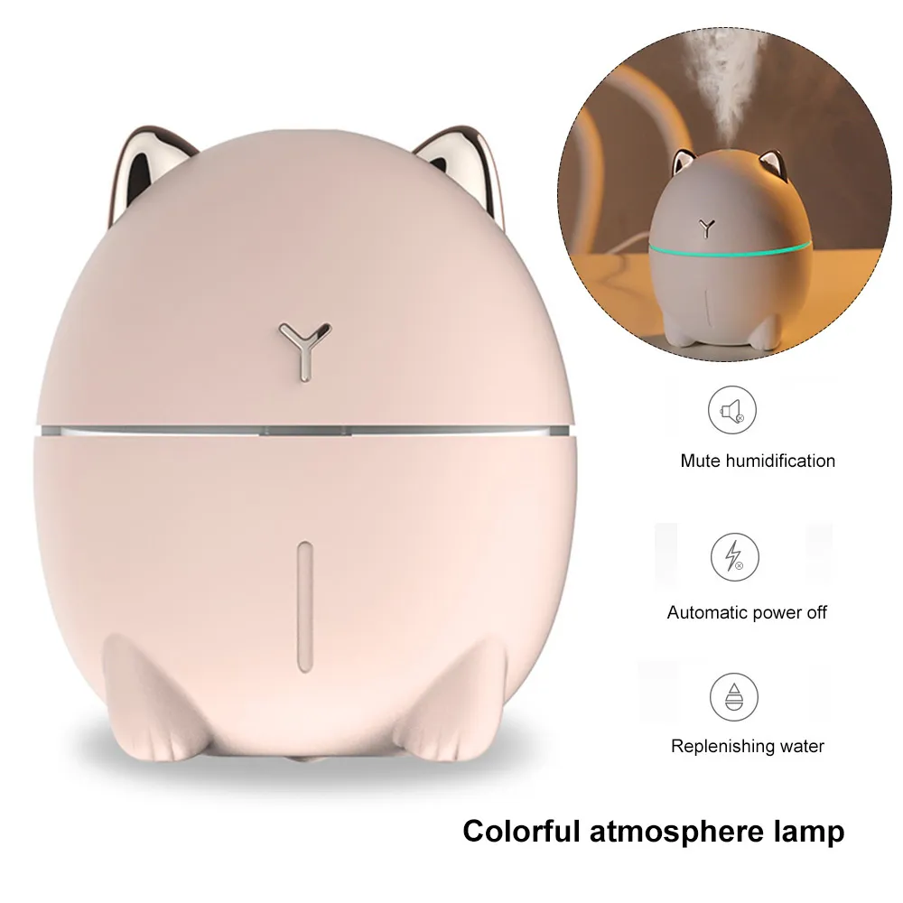 200ML Air Cute Pet Car Mini Household Small Aromatherapy Creativity Bear USB Humidifier LED Night Lamp