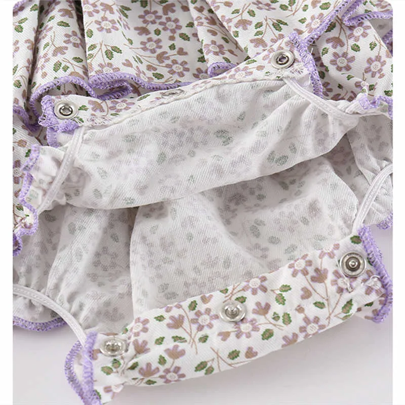 Baby Purple Floral Pajacyki Toddler Dziewczyny 1st Urodziny Stroje Dla Niemowląt Vintage Hiszpania Kombinezon Born Bow Koronki 210615