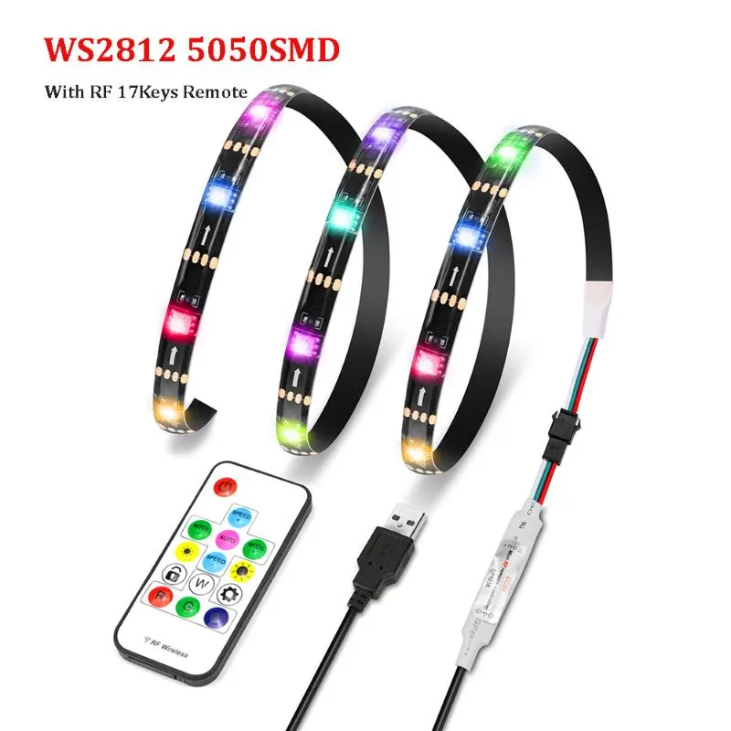 스트립 WS2812 LED 스트립 5V USB 개별 주소 스마트 RGB 라이트 라이트 SMD TV 백라이트 데스크톱 스크린 조명 장식 283p
