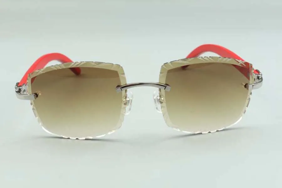 2021 designers sunglasses 3524023 cuts lens natural red wooden temples glasses size 58-18-135mm188t