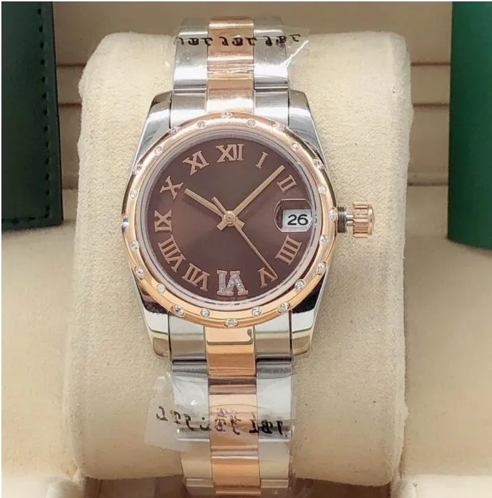 Kobiety zegarki modne damskie zegarek mechaniczny 31 mm 6 cyfr Diamentowy automatyczny ruch wysokiej jakości pasek ze stali nierdzewnej Data WAT249Q