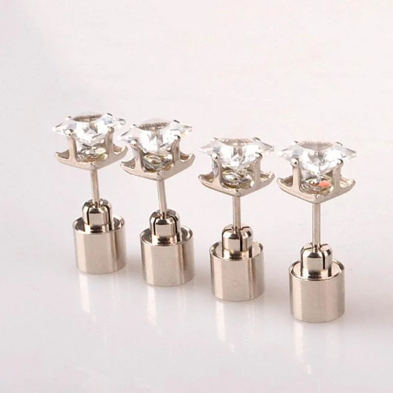 Stud LED Luz Presente de Natal Halloween Party Square Night Bling Studs Brincos Moda Jóias Para Homens Women310e