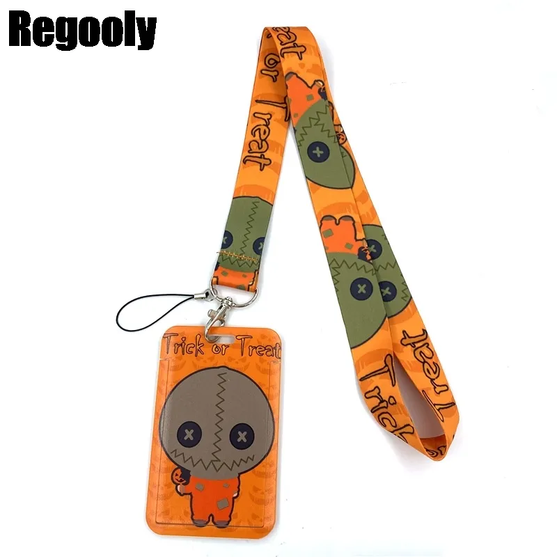 Halloween Trick or Treat Lanyard Credit ID Titulaire Sac Étudiant Femmes Voyage Carte Couverture Badge Voiture Porte-clés Cadeaux Accessoires