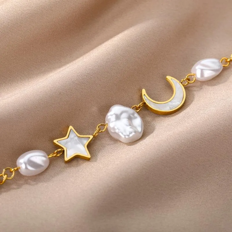 Braccialetti di fascino carino adorabile stella luna perla donne regali unuauali ragazze gioielli dolci femminile personalità semplice braccialetta237a