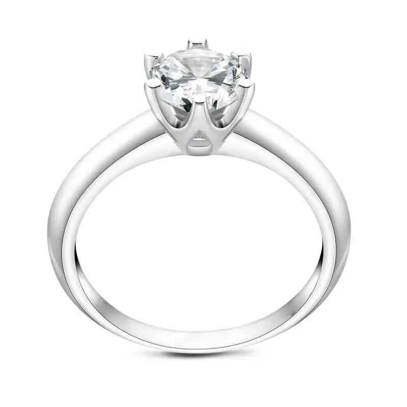 oevas sparkling 2 캐럿 여성을위한 진짜 moissanite 결혼 반지 18K 화이트 골드 컬러 100 % 925 스털링 실버 쥬얼리 선물