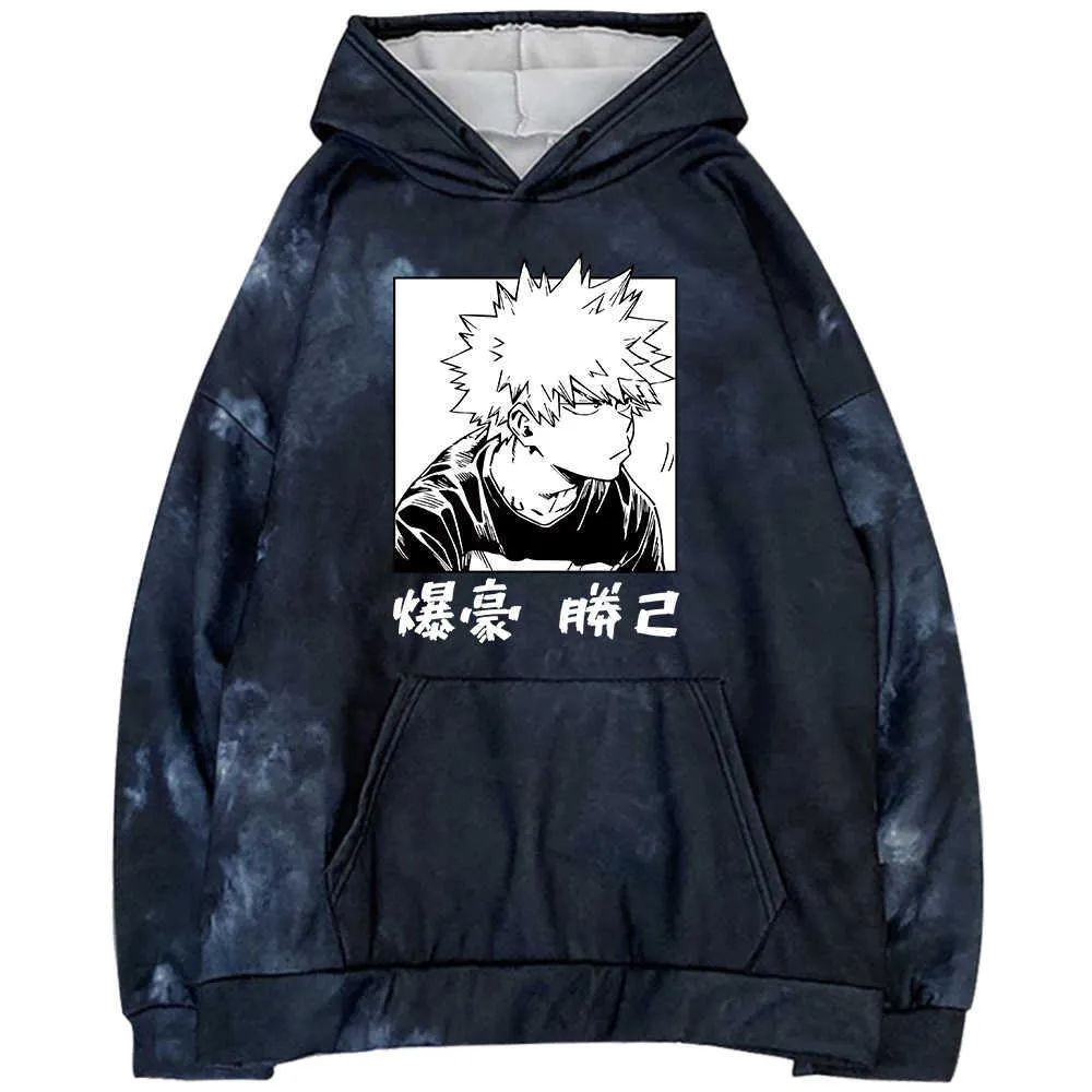 Janpanese My Hero Academia Sweats à capuche pour hommes Femmes Manches longues Casual Polaire Harajuku Pull à capuche Tie-Dye Sweat à capuche Y0803