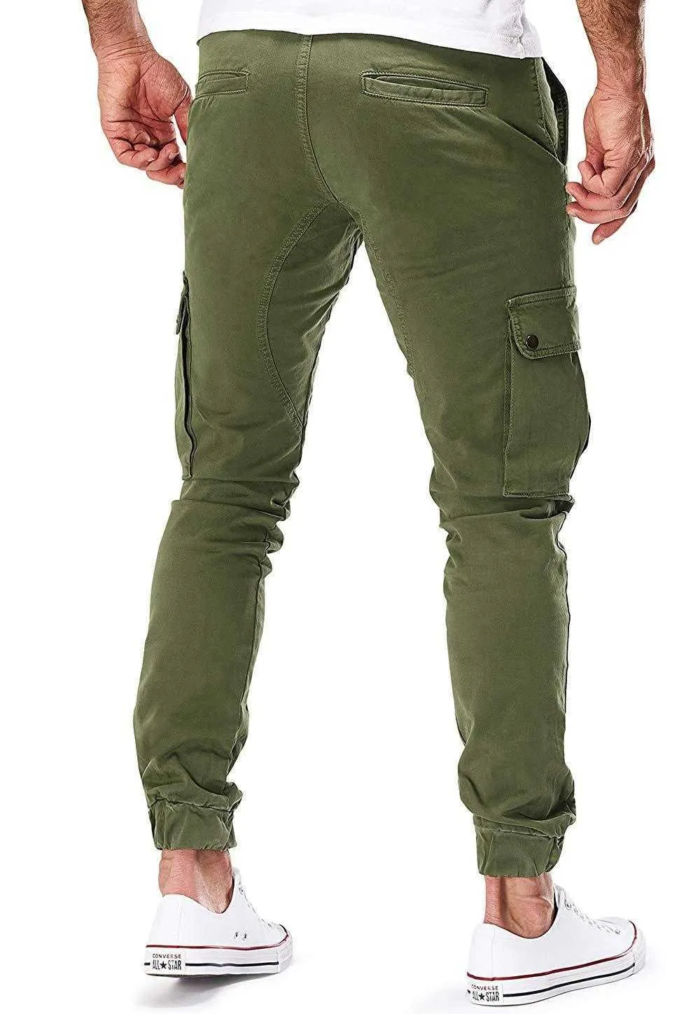 Erkekler Kargo Askeri Pantolon Rahat Sıska Pantolon Joggers Sweatpants Çok Cep Spor Erkek Taktik Hip Hop Kalem 210715