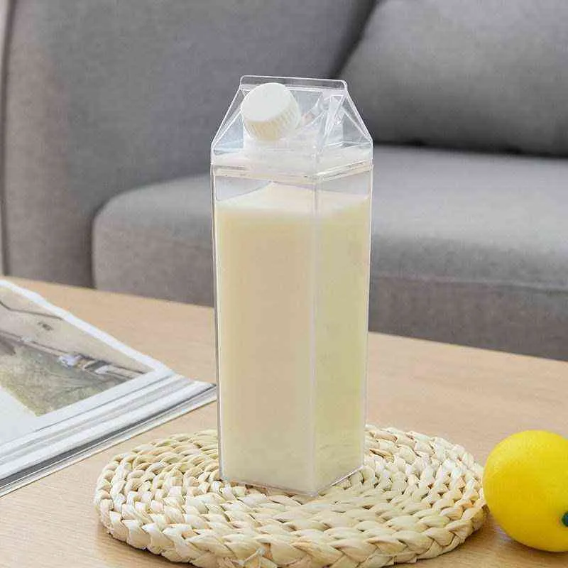 500ml Bottiglia di acqua trasparente latte Bicchieri Shaker Sport Succo quadrato arrampicata all'aperto Viaggi in campeggio 211122