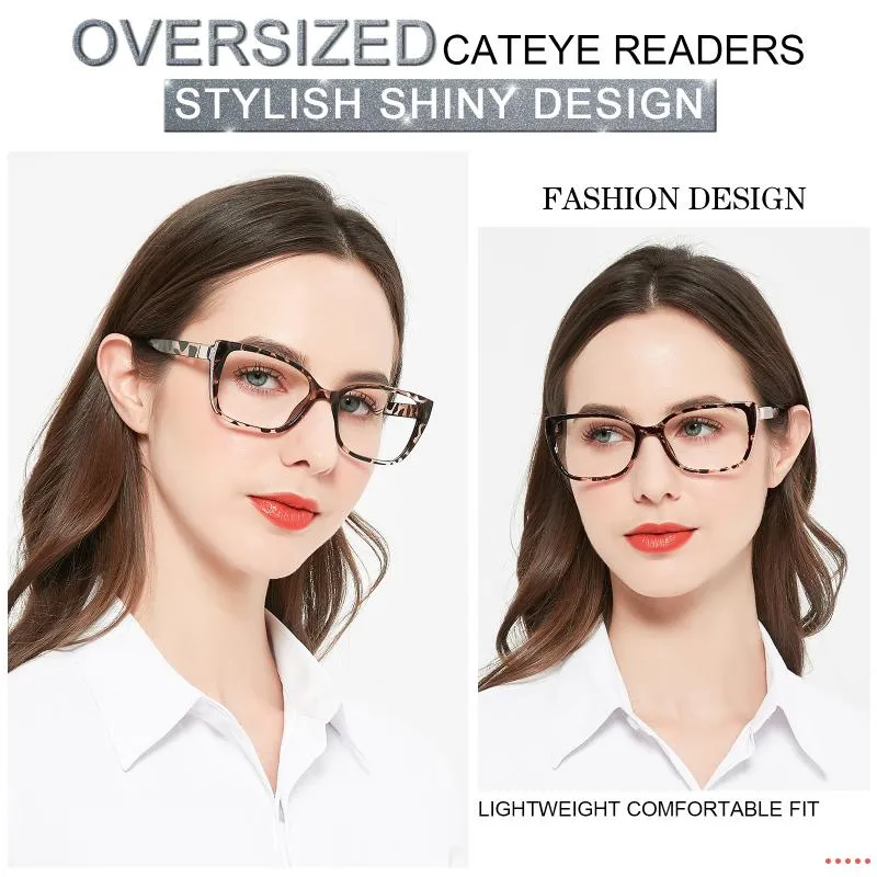 Lunettes de soleil jument Azzuro Lunettes de lecture surdimensionnées Femmes Fashion Brand Designer Cat Eye Presbyopie Eyeglass Pintter Readers 1 0 1 302Z