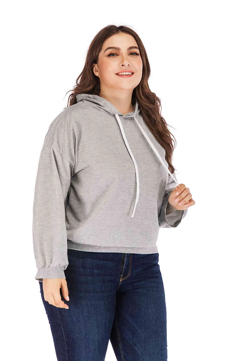 Fashion Women Hoodies Winter Sweatshirts Casual Plus Size 3XL 4XL Gray Pullovers Long Sleeve Shirts 2286 50 210508