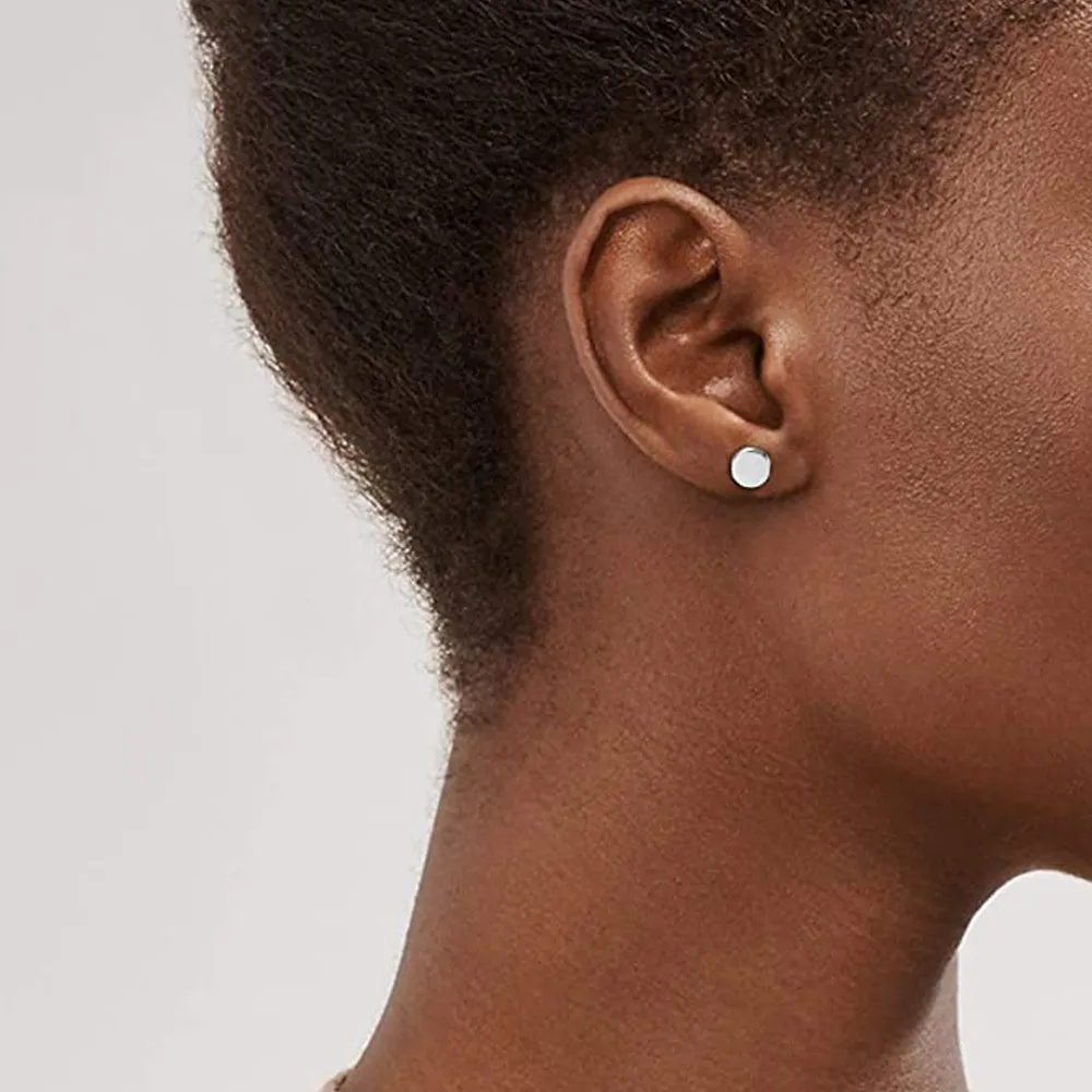 Stainless Steel Magnetic Stud Earrings for Men Women BlackSilver Tone CZ NonPiercing Clip On Stud Earrings Set 8MM3087549