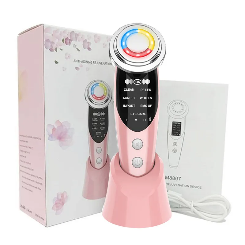 EMS Massager LED lichttherapie Sonic Trillingen Rimpel Verwijderen Huidverstrakking Cool Behandeling Zorg Schoonheid Apparaat 220216