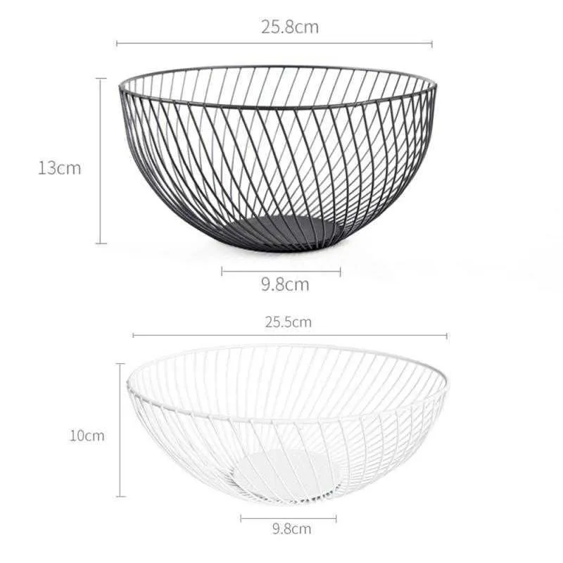 Cesto di frutta rotondo in metallo stile nordico Ciotola linea retta Slash S / L tavolo da pranzo da cucina Decorazione la conservazione di snack alimentari 210609