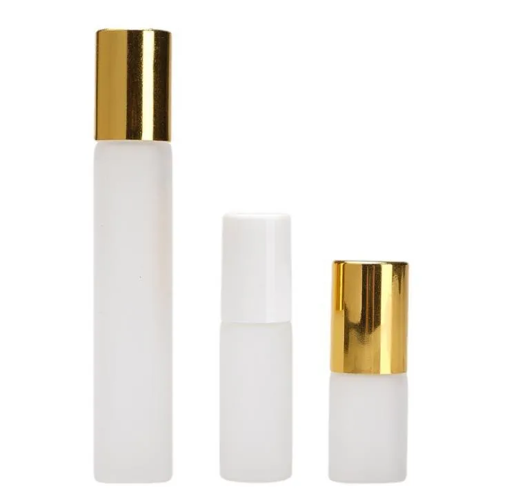 10ml 5ml 3ml Perfume Roll On Glass Bottle Frosted Clear with Metal Ball Roller Essential Oil Vials SN181