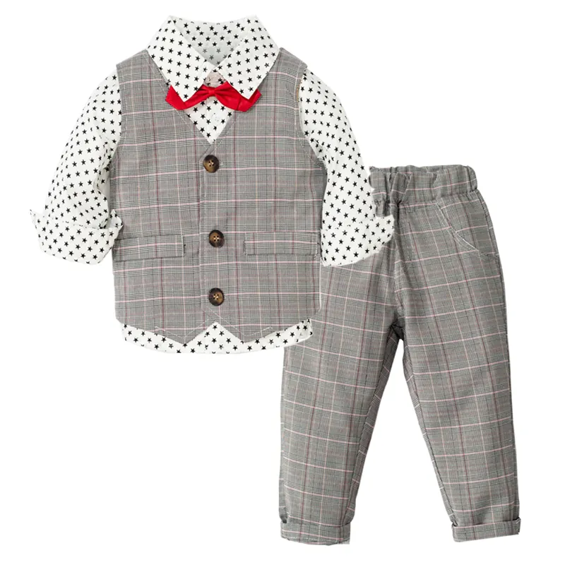 Jongenskleding Little Gentleman Vest Sterren Shirt Broeken Kinderverjaardagspakken Kinderen Kids039 dingen Baby Bruiloftssets7345593