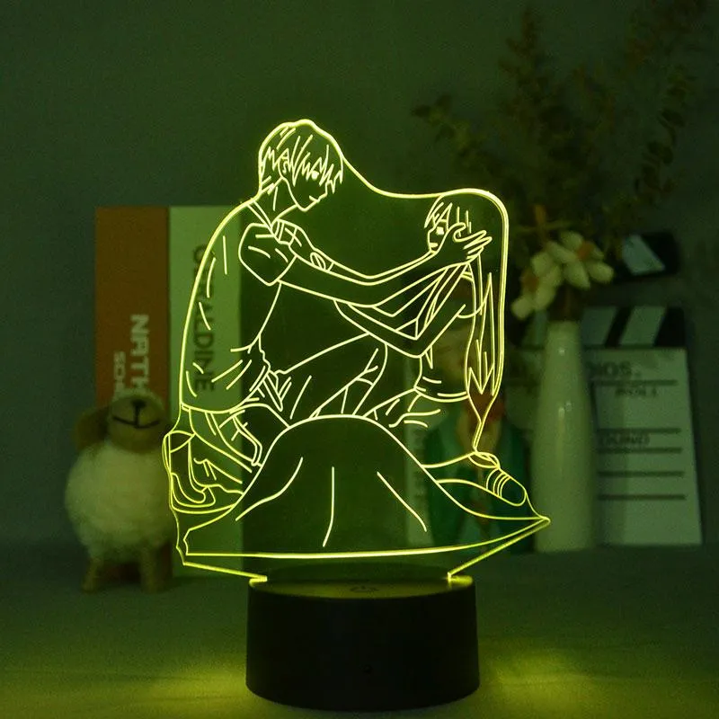 Luzes noturnas acrílico 3D LED Nightlight Anime Fruits Basquete Figura Luz de mangá para criança Presente de aniversário da criança Decoração de cabeceira De256b