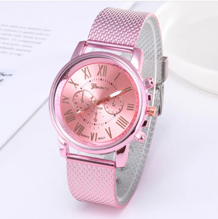 Hela CWP SHSHD -märke Geneva Mens Watch Contracted Double Layer Quartz Watches Plastic Mesh Belt Wristwatches286q