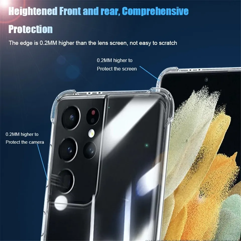 Schokbestendige telefoonhoesjes voor Samsung Galaxy S22 Ultra S21 Plus S20 FE S10 S9 S8 S7 Edge Luxe transparante bescherming Back Cover8832458