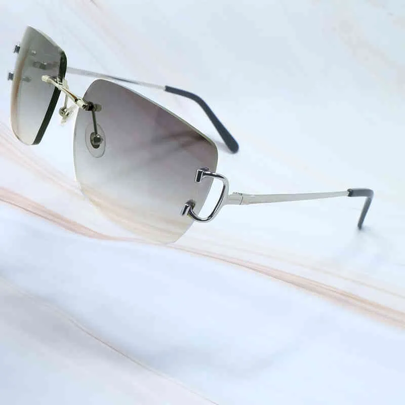 Metalen Zonnebril Randloze Vierkante Grote Draad C Zonnebril Luxe Mens Sunglass 2022 Carter Zonnebril Merk Dinger Shade Voor Mannen