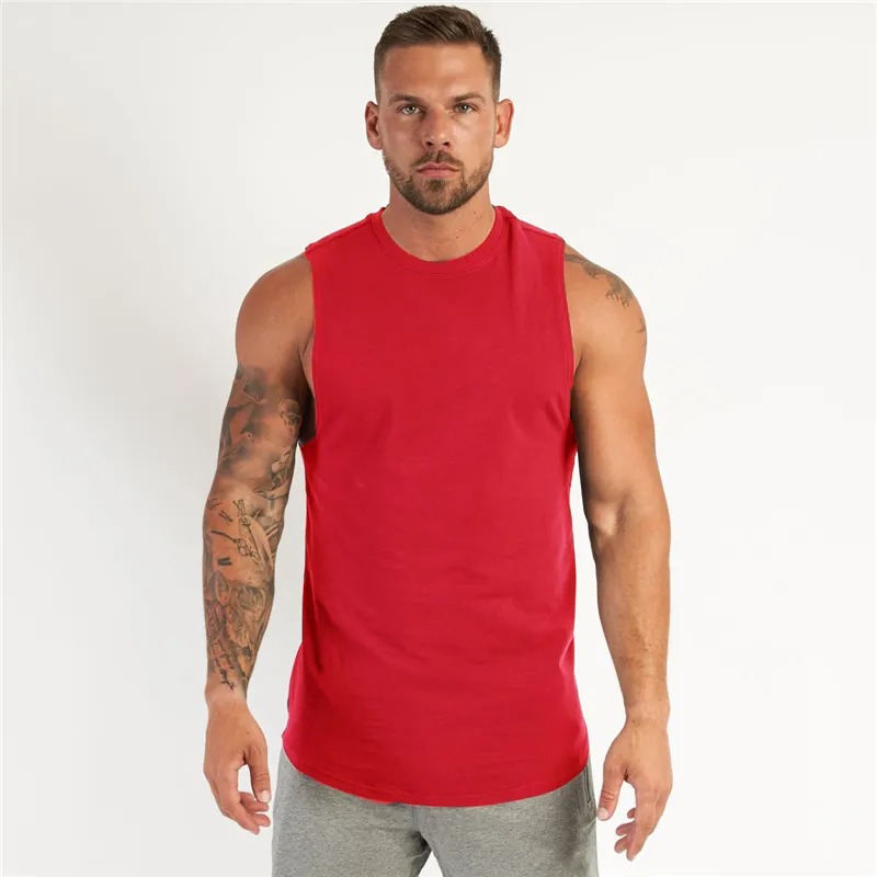 Running Vest Gym Tank Top Bodybuilding Fitness Men Cotton Workout Singlets Plus Size O-Neck Sporting Muscle Sleeveless Shirt 210421