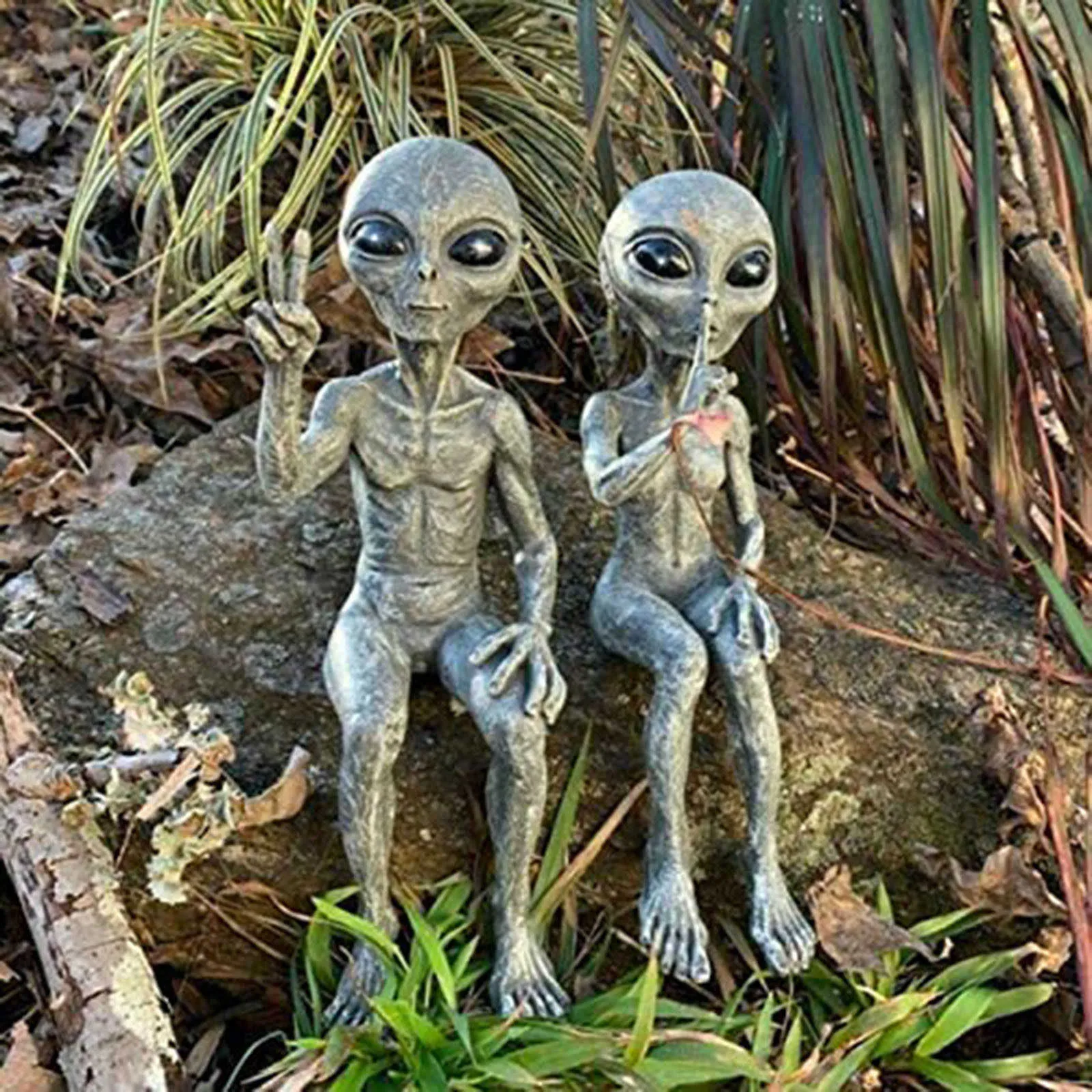 Weltraum-Alien-Statue, Marsianer-Figuren-Set für Zuhause, drinnen und draußen, Figuren, Gartenornamente, Dekor, Miniaturen 4817045