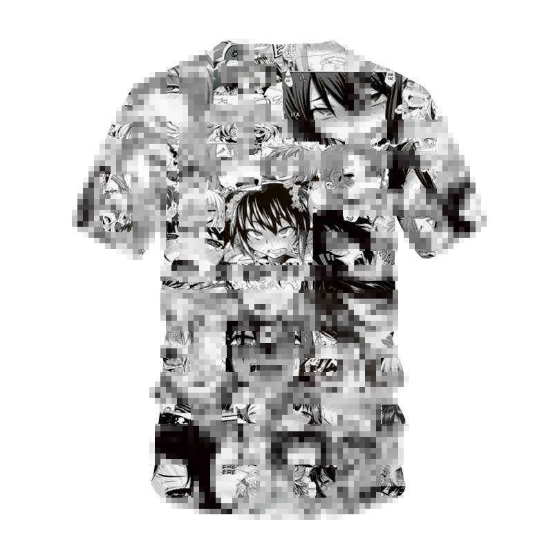 Ahegao Футболка Anime 3D Печать Мужчины Женщины Streetwear Hentai Pattern О-Шея Хип-Хоп Футболка Harajuku Повседневная Топы Сексуальная Девушка Одежда Y220208