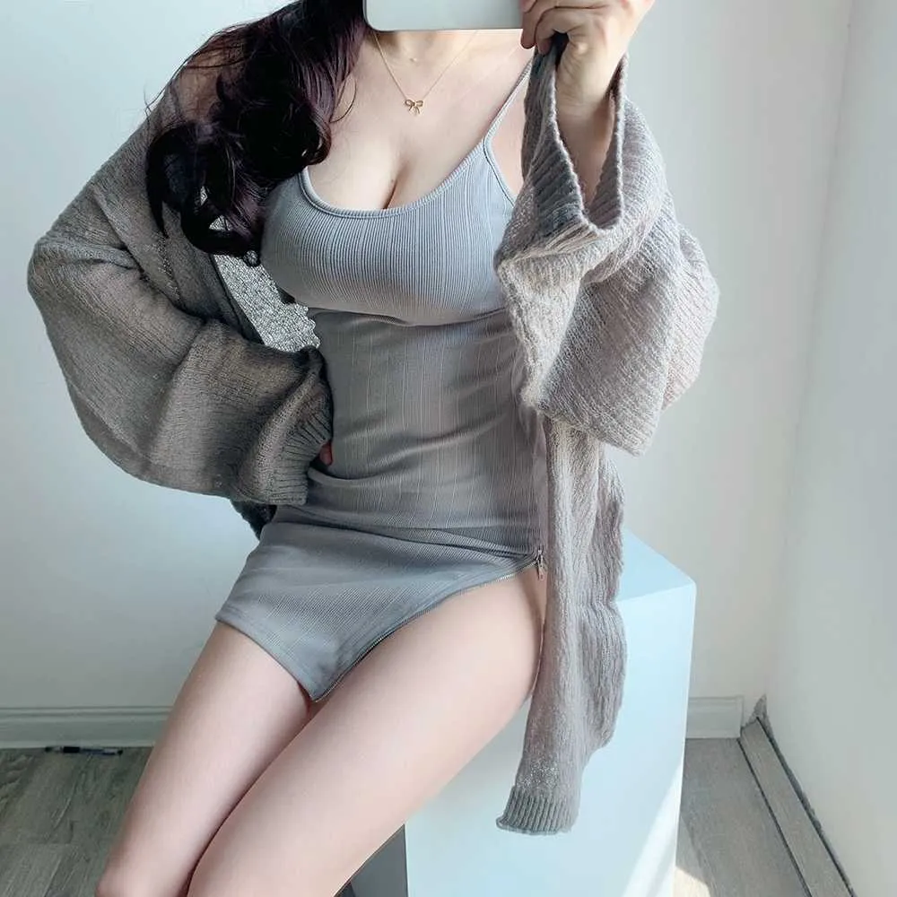 WOMENGAGA Plus Size Fashion Lazy And Relaxed Loose Casual Temperament Thin Knit Long Sweater Cardigan Girl UZRH 210603