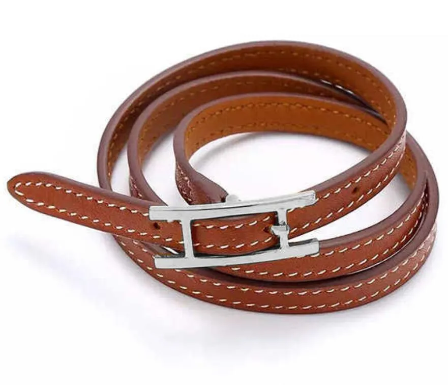 Hetter Lederen mannen en vrouwen armband sieraden hele hbelt buckle drie laag lederen armband2571503