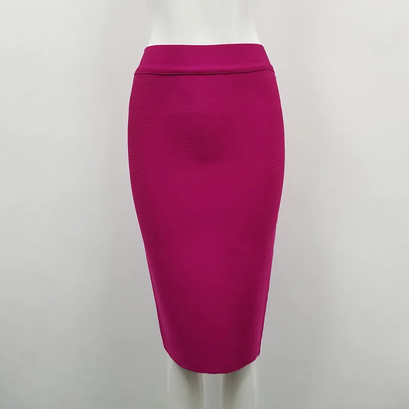 Jupe de qualité supérieure pour femmes, longueur au genou, noir, jaune, vert, rayonne, crayon, crayon, mode, jupe formelle 210331