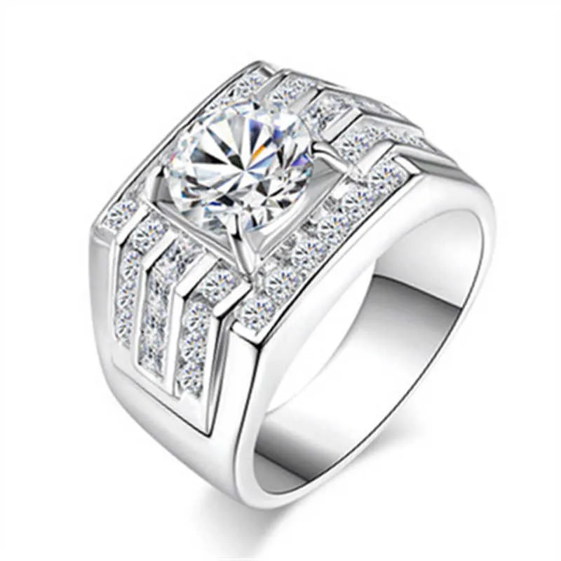 Bagues pour femmes Cristal Trois bagues d'affaires pleines de diamants Diamant pour hommes Lady Cluster styles Bande