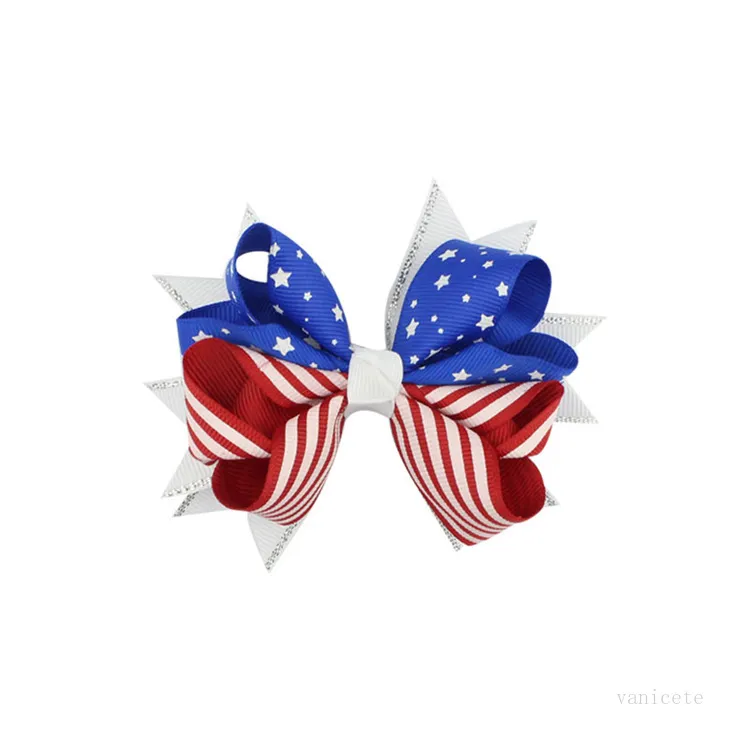 Amerikanischer Unabhängigkeitstag Haarschmuck Kinderschleife Haarnadel Patriotische Clip-Accessoires Event Party Favor T2I52077