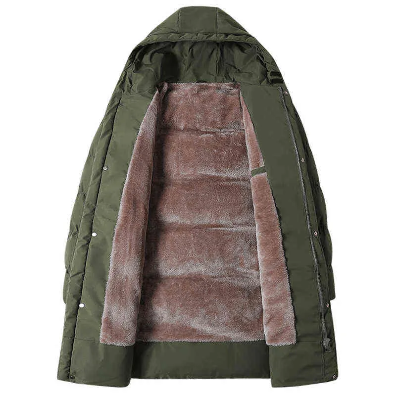 Parka de lana larga de invierno de marca, chaqueta cálida para hombre 7XL 8XL, rompevientos con capucha de gran tamaño, Parkas térmicas informales gruesas 211216