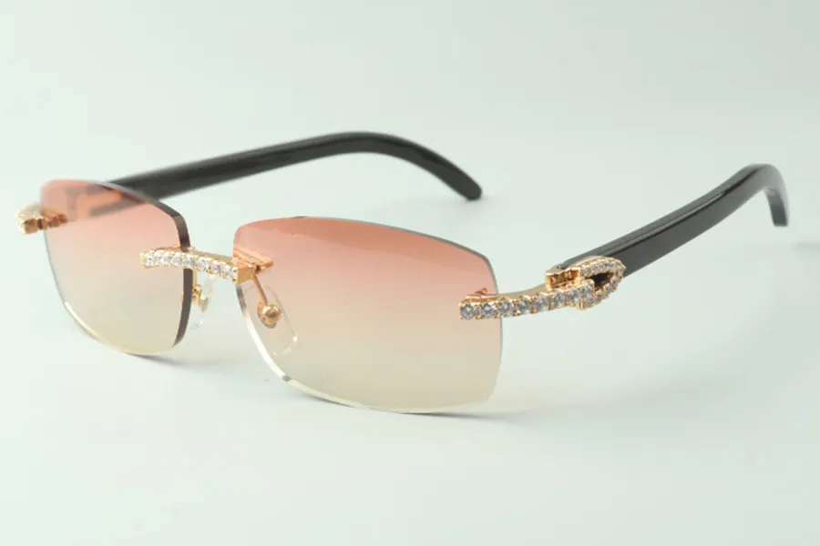 Designer Endless Diamentowe okulary przeciwsłoneczne 3524026 z czarnymi nogami rogu Buffalo Szklanki Diak S rozmiar 18-140 mm263r