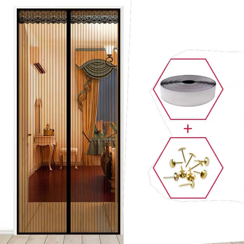 High Quality Magnetic Mesh Summer Anti-Mosquito Curtains Encryption Mosquito Net On the Door Magic Magnets Screen Door Curtain 210712