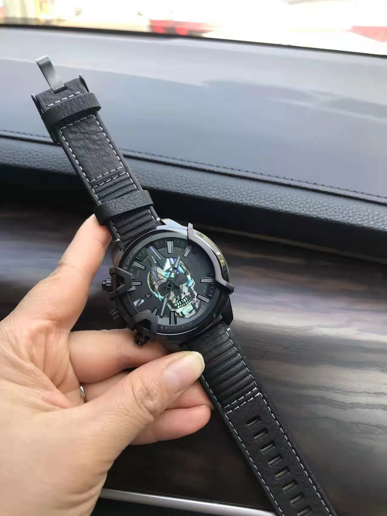 Full Black Watch Sterpunk Skull Stula szkielet ze stali nierdzewnej Męski kwarc zegarki TOP MARDY DZ Watch DZ4582 DZ45762744